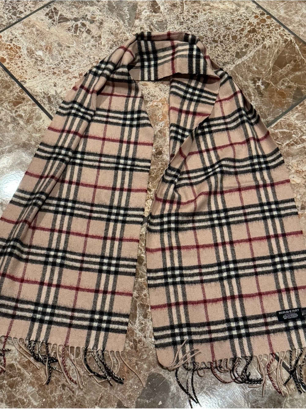 Burberry Beige Black and Red Classic Check Scarf
